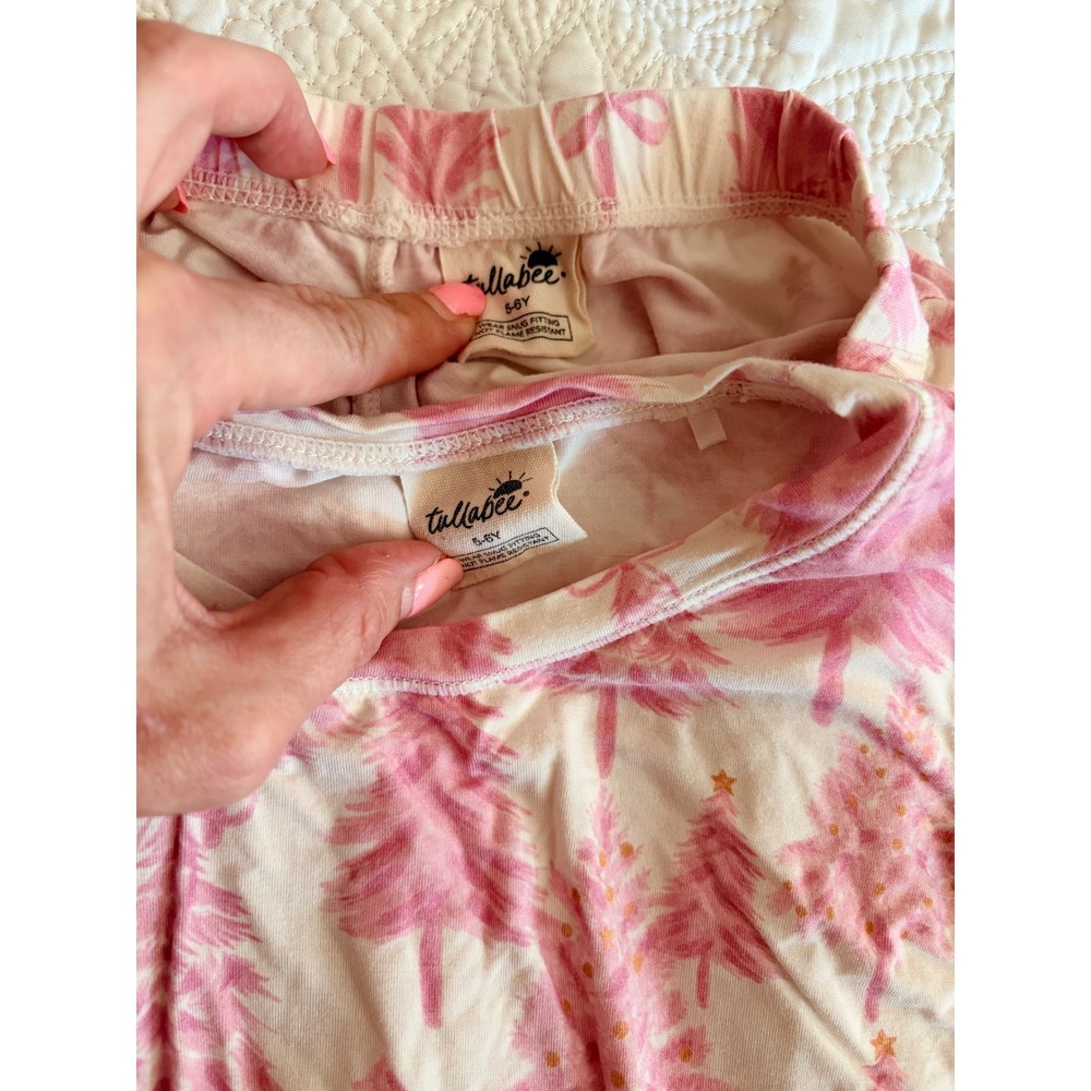 Tullabee Toddler Girls Bamboo Pajamas Set Long Sleeve Pink Winter Trees Size 5-6 - Picture 6 of 6
